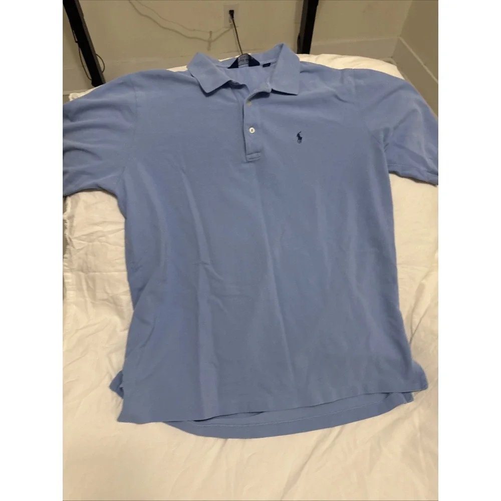 POLO GOLF Ralph Lauren Mens XL Stretch Lisle Light Blue Short Sleeve Polo Shirt